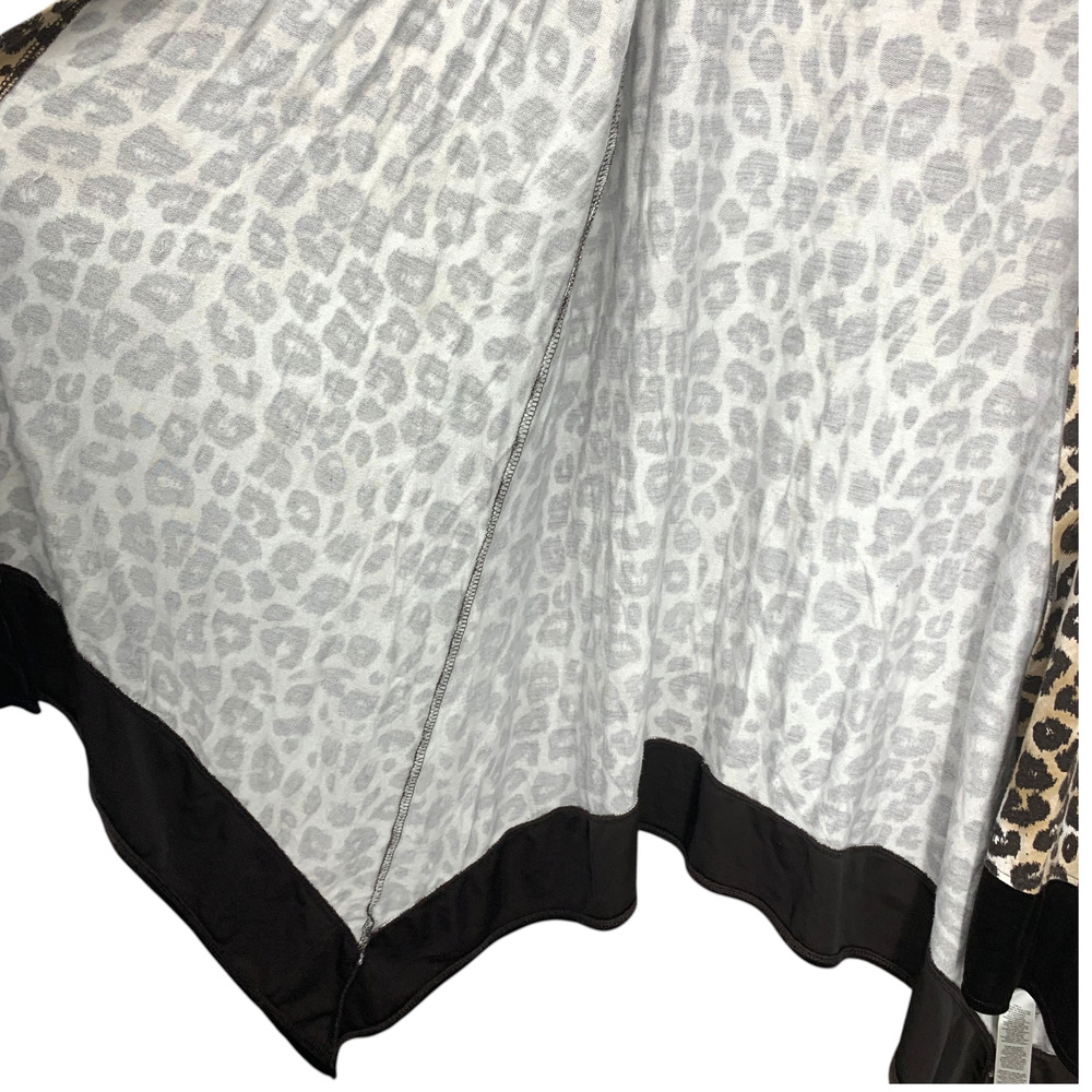 Chico's Zenergy Sz 2 Large Leopard Print Open Front Duster Cardigan Velour Trim - Picture 7 of 8
